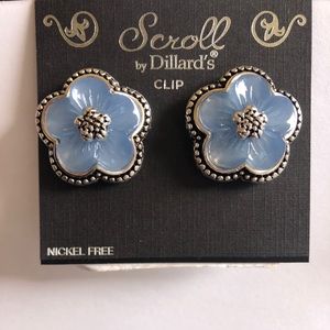New Silver and blue clip on earrings- well crafted
